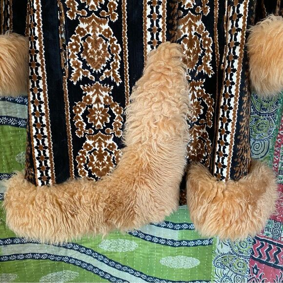 Vtg 1970's Country Pacer Multicolored Tapestry Faux Fur Penny Lane Coat Size S/M - Picture 5 of 16